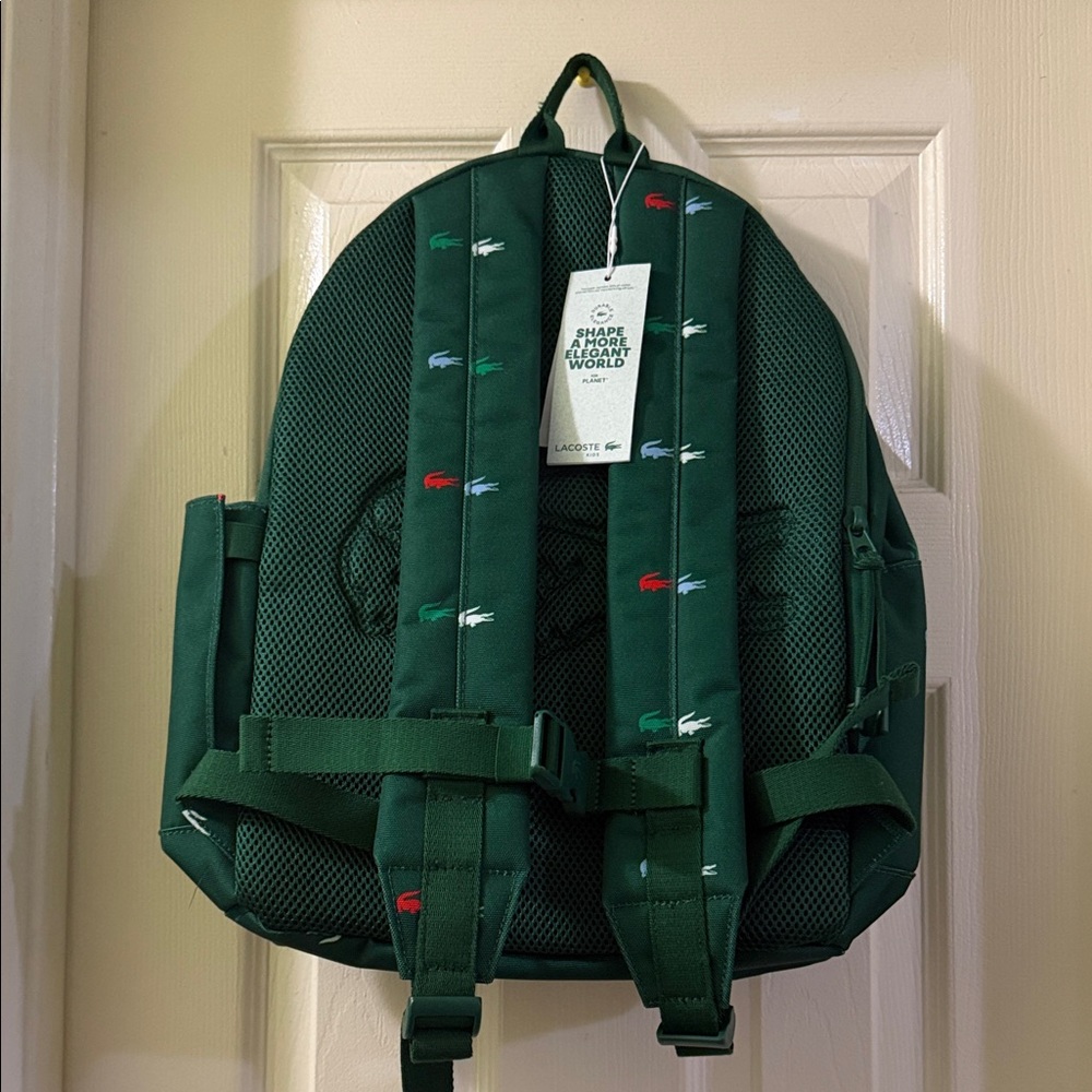Lacoste Forest Green Backpack with Multicolor Croc Embroidery - Picture 7 of 14